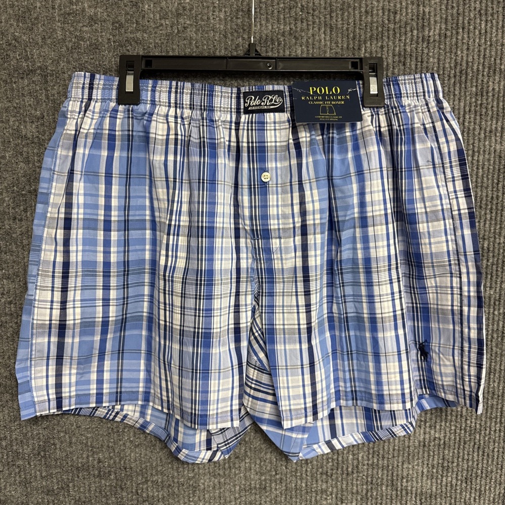 Polo Ralph Lauren Mens Classic Fit Plaid 100% Cotton Size XL Woven Boxer Shorts